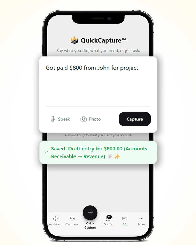 Transactions automatically categorized into balanced journal entries